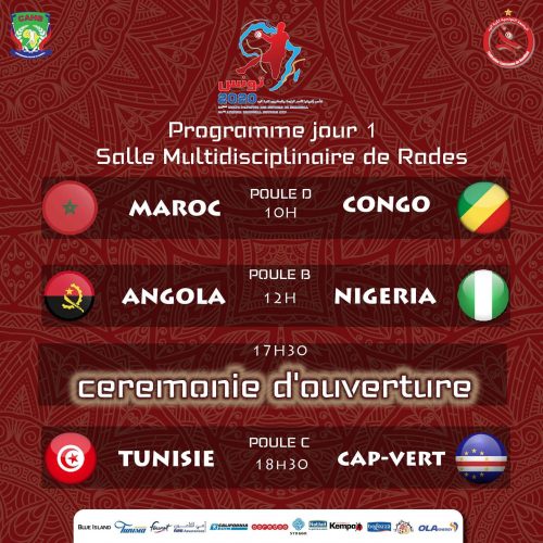 Programme Jour 1 Championnat D'Afrique Handball 2020